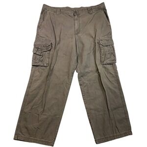 Outdoor Life Mens Cargo Pants 40x30 Olive Brown Cotton Straight Leg Utility Work